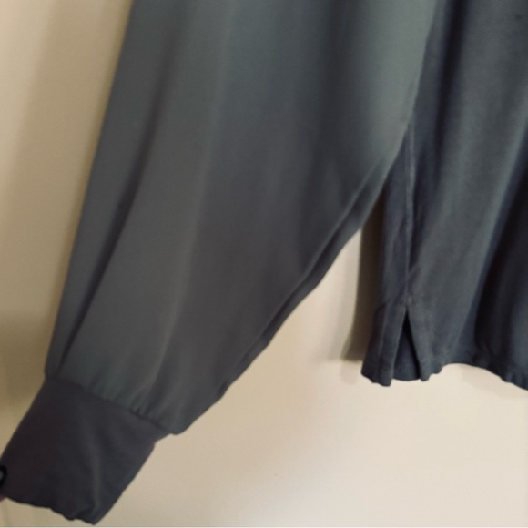 RW&CO.| Chic Charcoal Long Sleeve 2-Tone Knit/Chiffon Cuffed Blouse Sz L - Picture 2 of 6